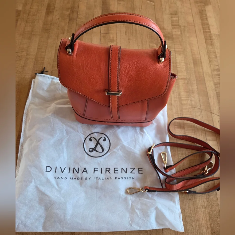 Italian Leather Handbag / Crossbody Bag Handmade By Divina Firenze - Picture 5 of 15
